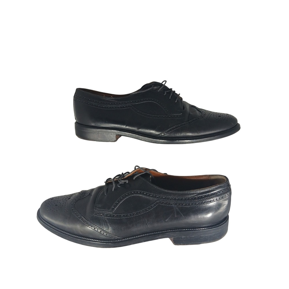 Cable & Co Wingtip Oxford 12 Black Leather Italian Brogue Dress Shoes 1317 4713